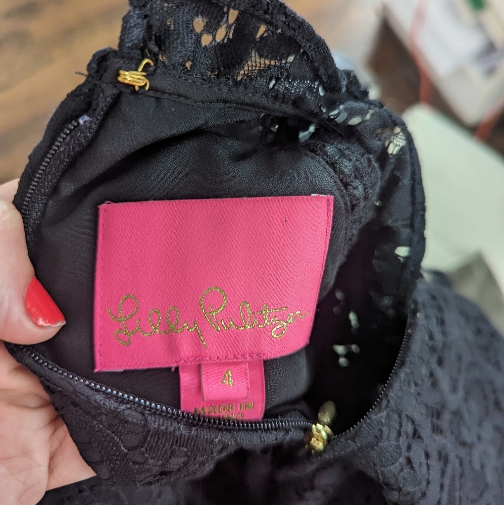 Lilly Pulitzer Avery Black Lace Dress 4 - Picture 8 of 8